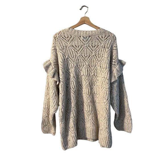 Old Navy Ruffle-Trim Pointelle-Knit Sweater Plus Size 3X Cream Oatmeal 742590 - Picture 4 of 12